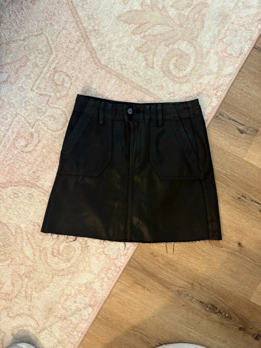 Paige Mayslie Utility Skirt size 25, worn once, shiny black denim